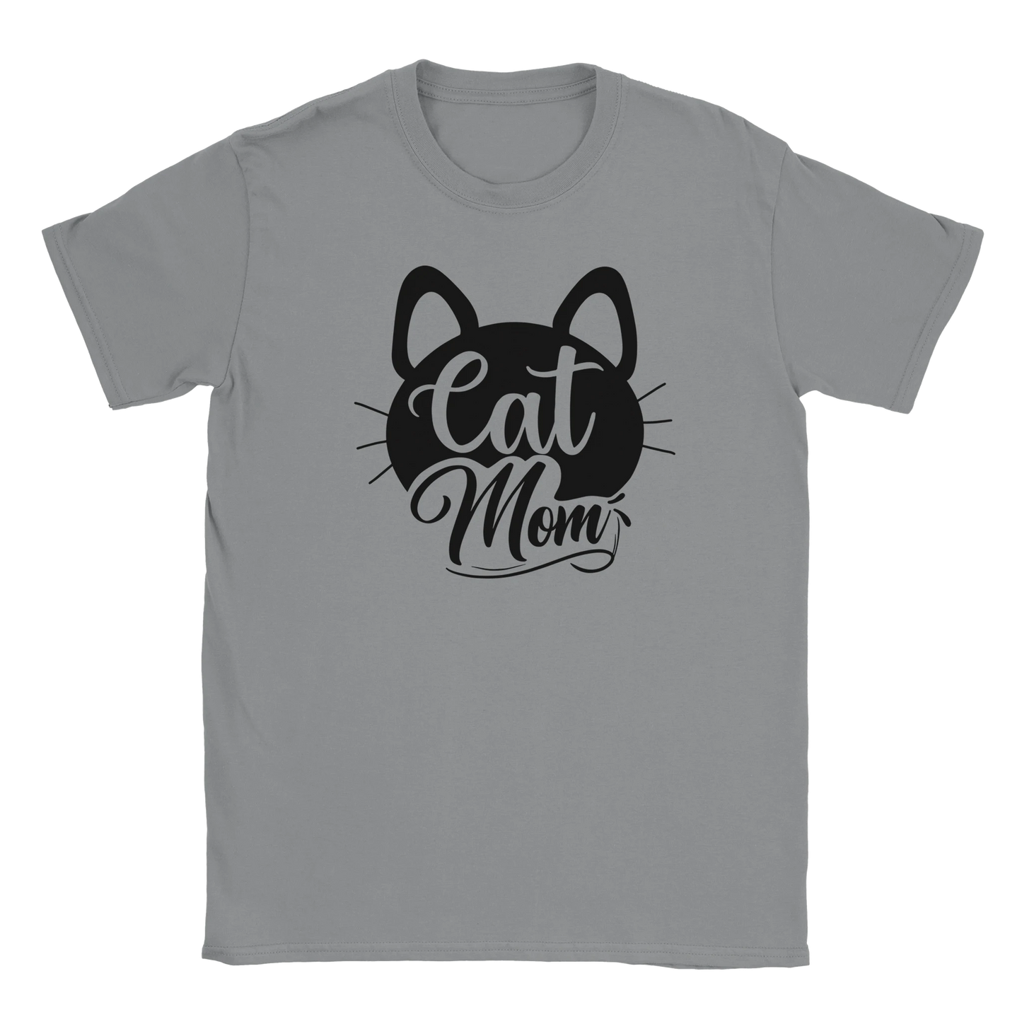 Grau - Unisex Premium T-Shirt "Cat Mom schnurr" Baumwolle. In Schwarz, Weiß und Grau. S-3XL. Kaffee, Cat Lady