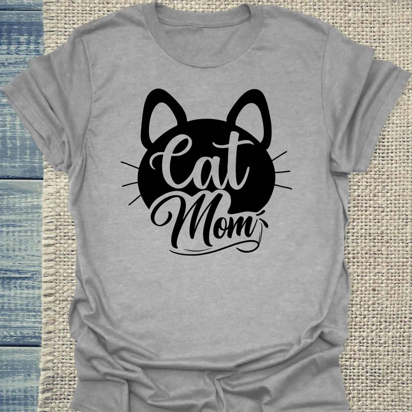 Grau - Unisex Premium T-Shirt "Cat Mom schnurr" Baumwolle. In Schwarz, Weiß und Grau. S-3XL. Kaffee, Cat Lady