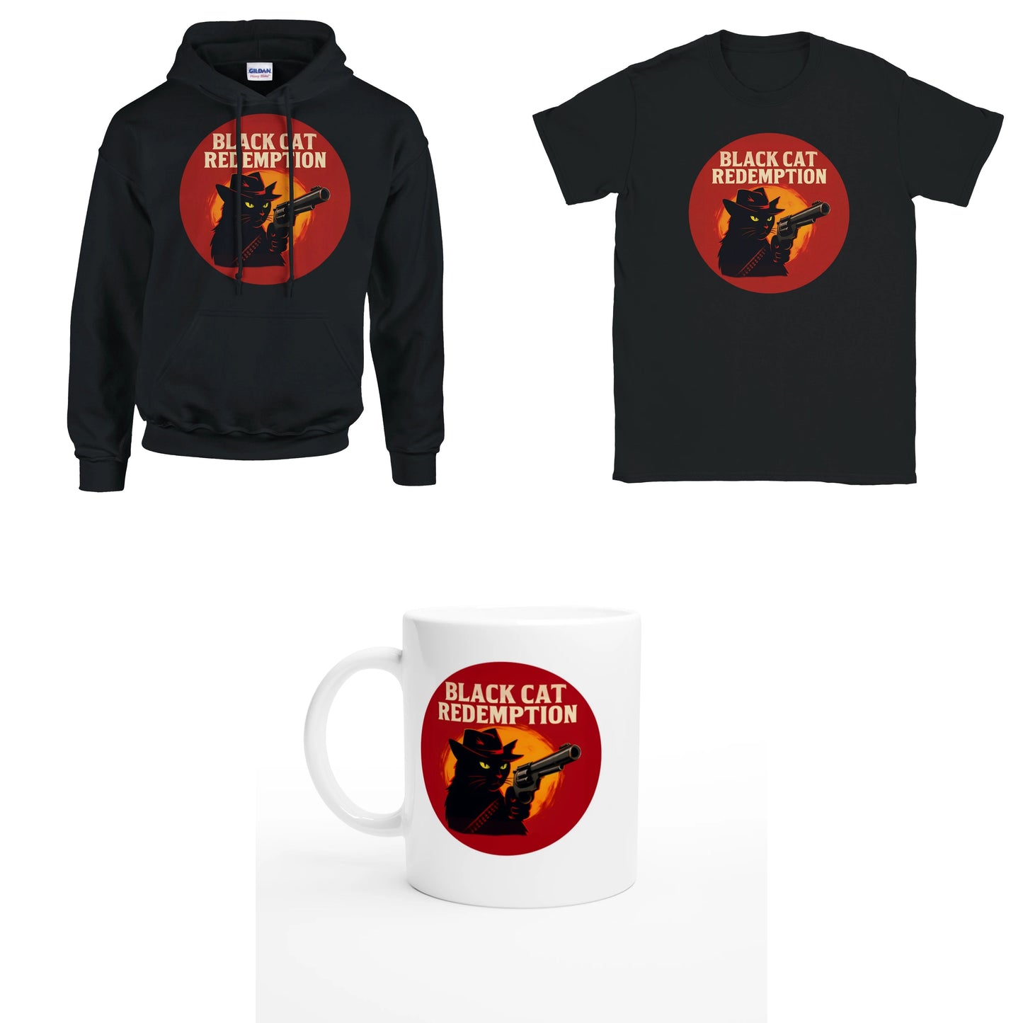 Bundle - Black Cat Redemption - T-Shirt, Hoodie & Tasse