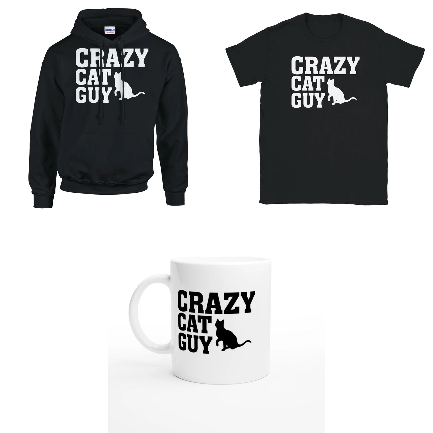 Bundle - Crazy Cat Guy - T-Shirt, Hoodie & Tasse