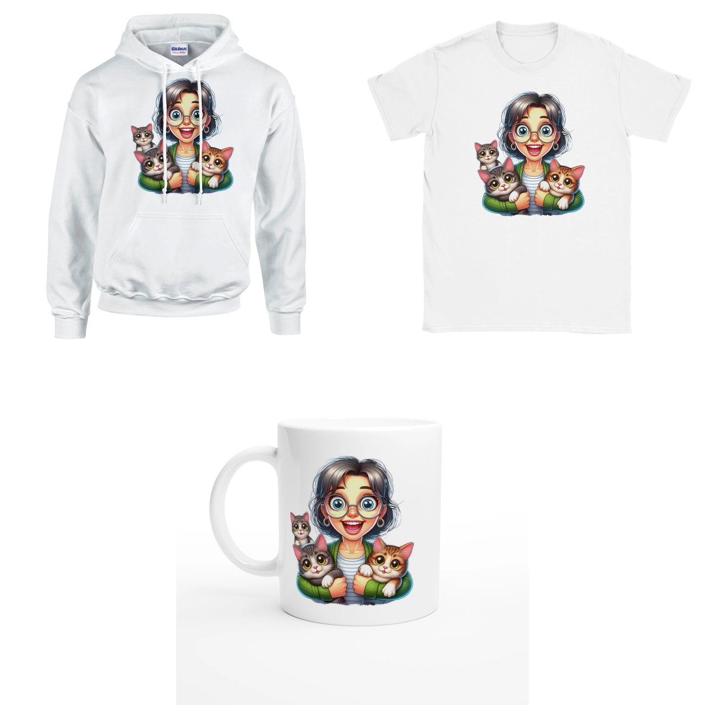 Bundle - Stolze Katzen Mama - T-Shirt, Hoodie & Tasse