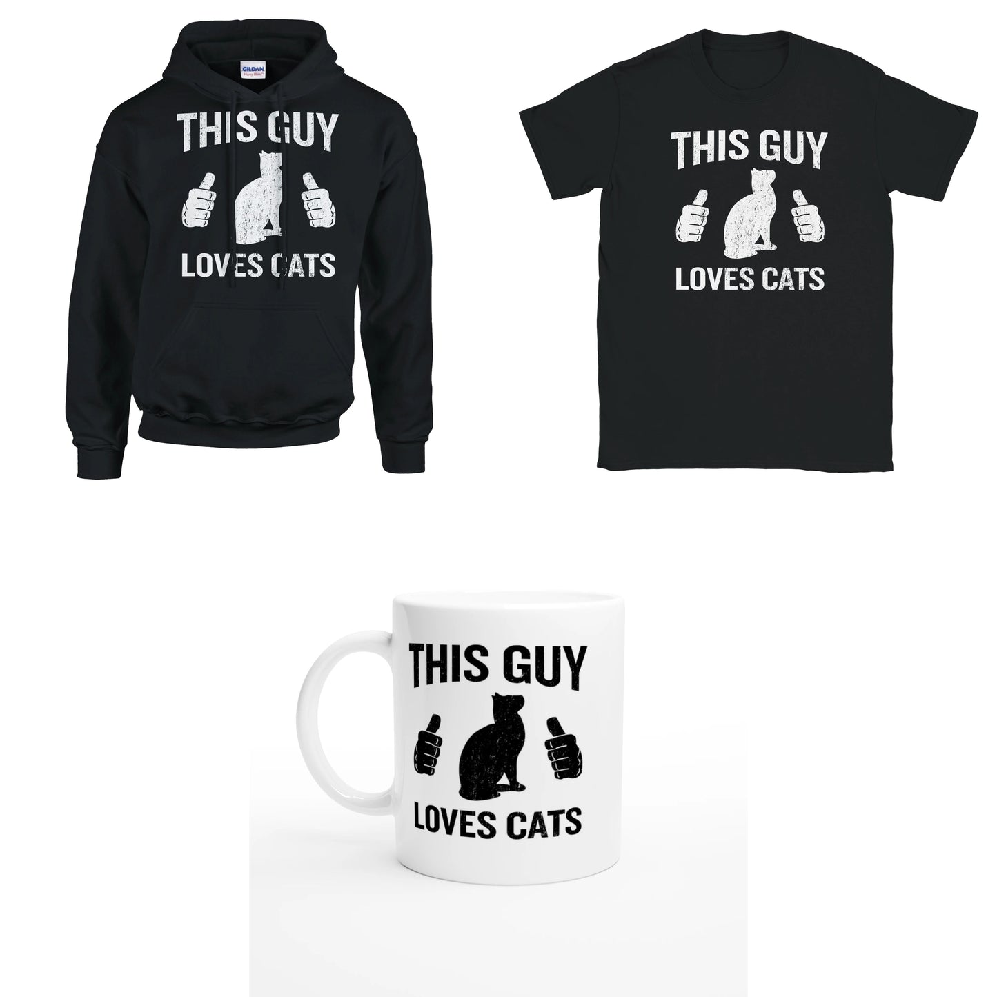 Bundle - This Guy Loves Cats - T-Shirt, Hoodie & Tasse