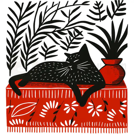 Design Vorschau Das rote Zimmer mit Katze