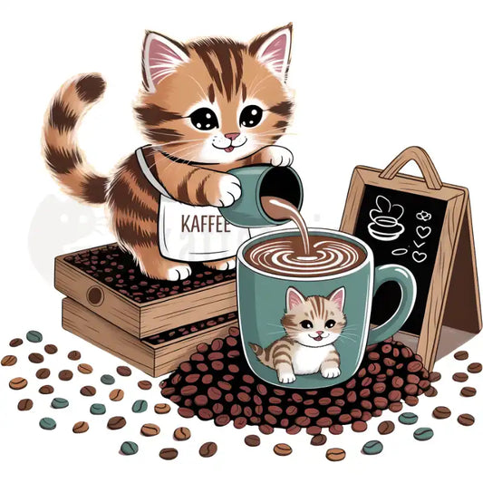 Design Vorschau Katze schenkt Kaffee aus