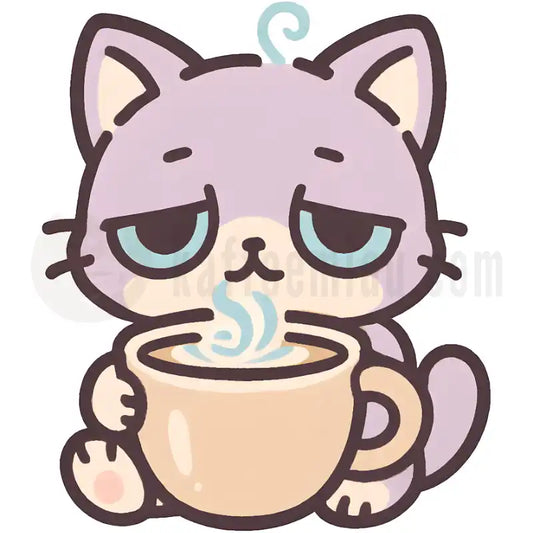 Design Vorschau Müde Katze mit Kaffee