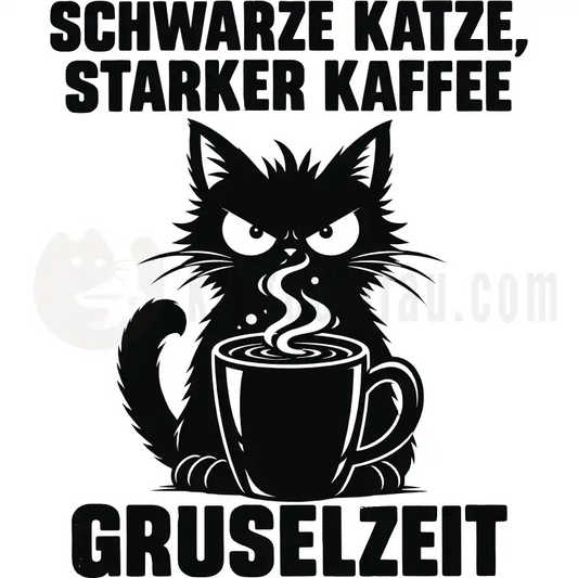 Design Vorschau Schwarze Katze, starker Kaffee, Gruselzeit