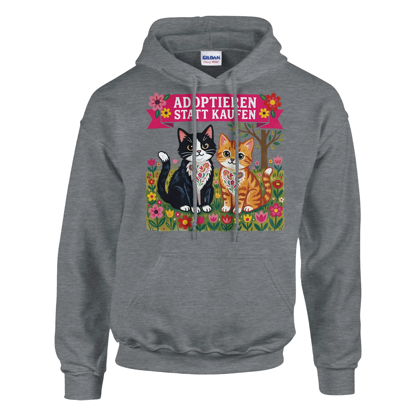 Hoodie - Adoptieren statt kaufen - Unisex - Katze Grau