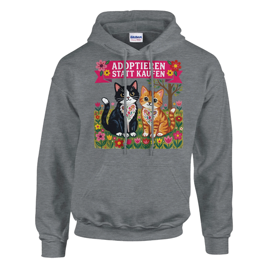 Hoodie - Adoptieren statt kaufen - Unisex - Katze Grau