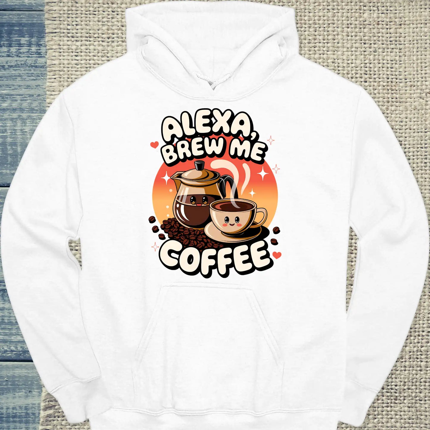 Hoodie - Alexa brew me coffee - Unisex - Kaffee Weiß