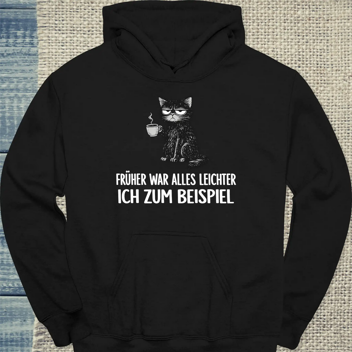 Hoodie - Alles Leichter - Unisex - Kaffee & Katze Schwarz