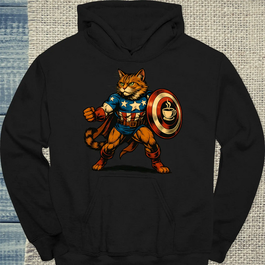 Hoodie - Americano Cat - Superpfoten - Unisex - Superpfoten Schwarz