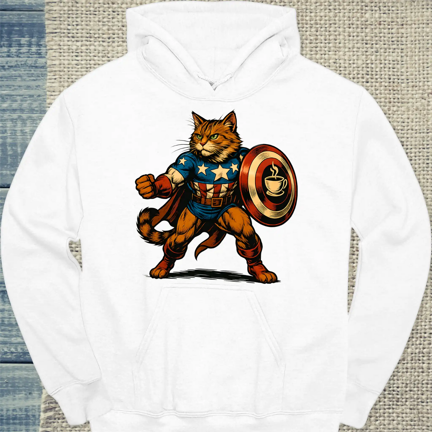 Hoodie - Americano Cat - Superpfoten - Unisex - Superpfoten Weiß