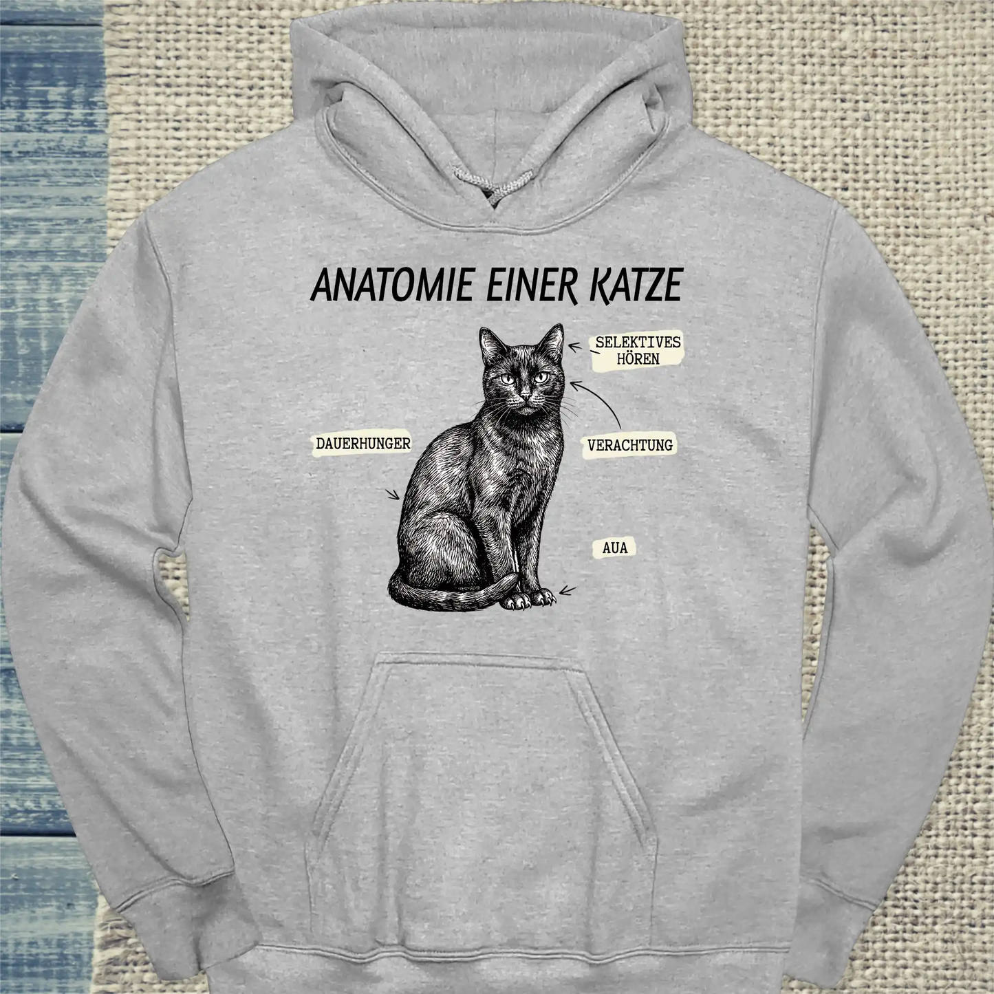 Hoodie - Anatomie einer Katze - Unisex - Katze Grau