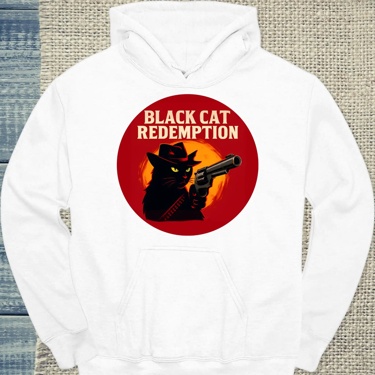 Hoodie - Black Cat Redemption - Unisex - Katze, Cat Guy Weiß
