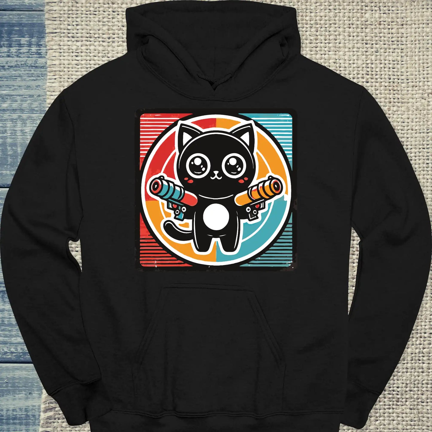 Hoodie - Böse Katze – Retro Grafik - Unisex - Katze Schwarz