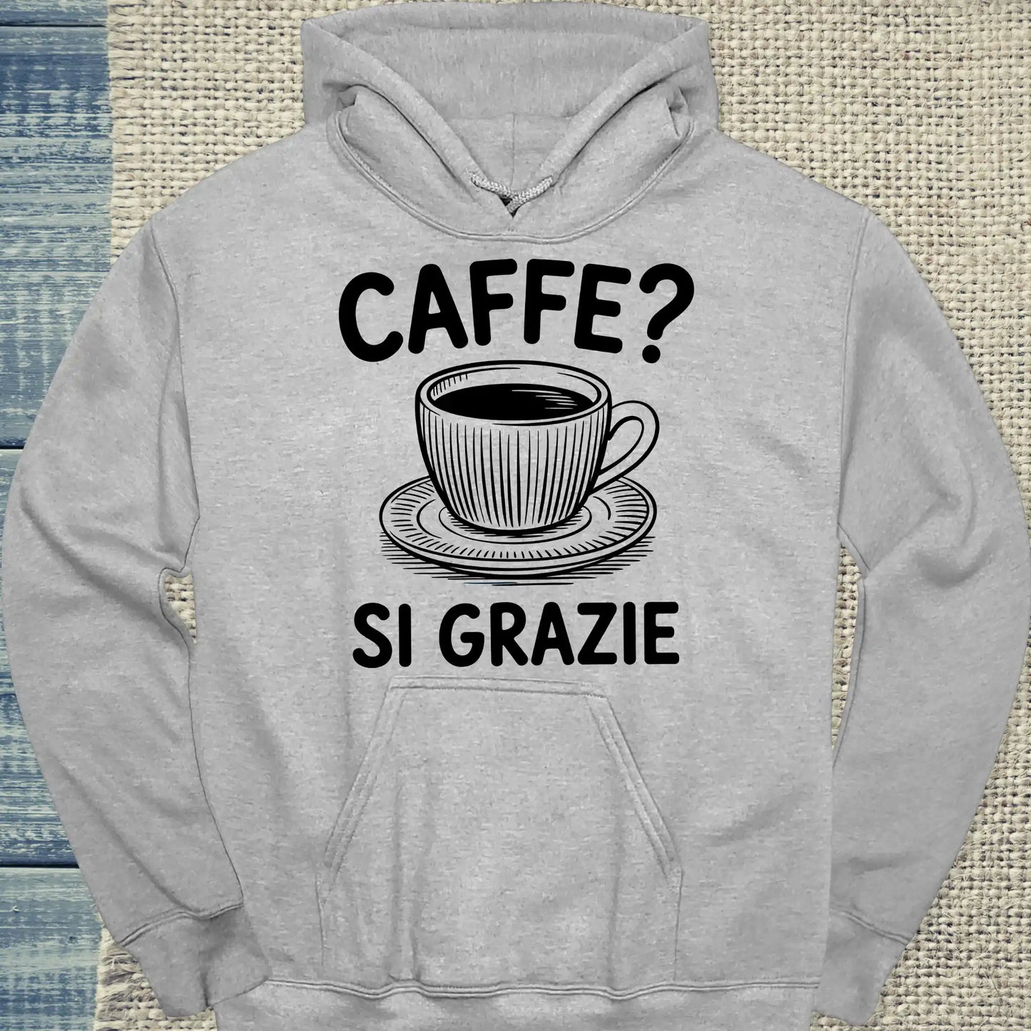 Hoodie - Caffee - Si Grazie - Unisex - Kaffee Grau