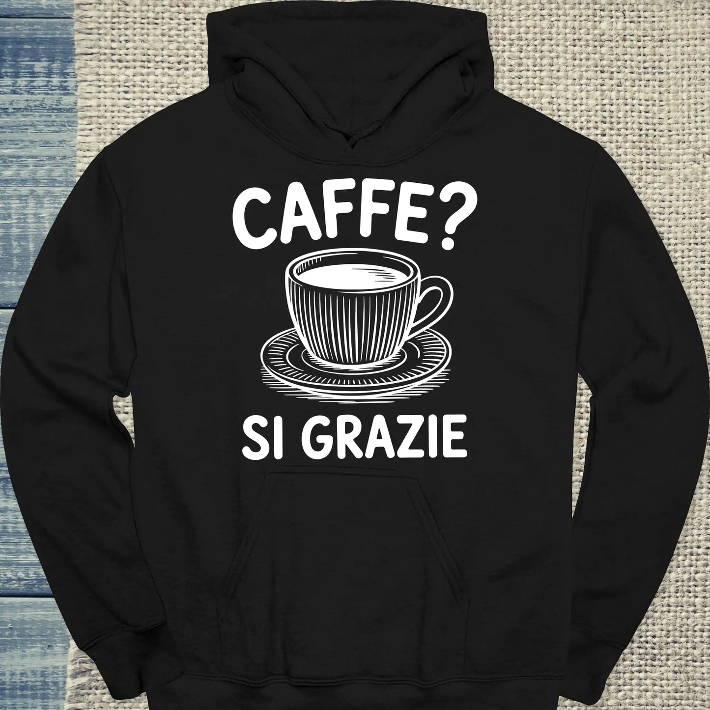 Hoodie - Caffee - Si Grazie - Unisex - Kaffee Schwarz