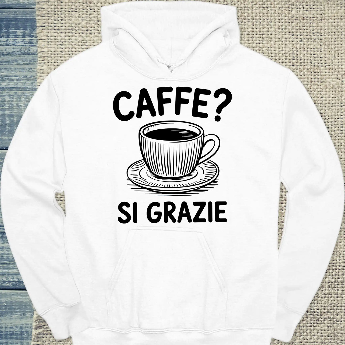 Hoodie - Caffee - Si Grazie - Unisex - Kaffee Weiß