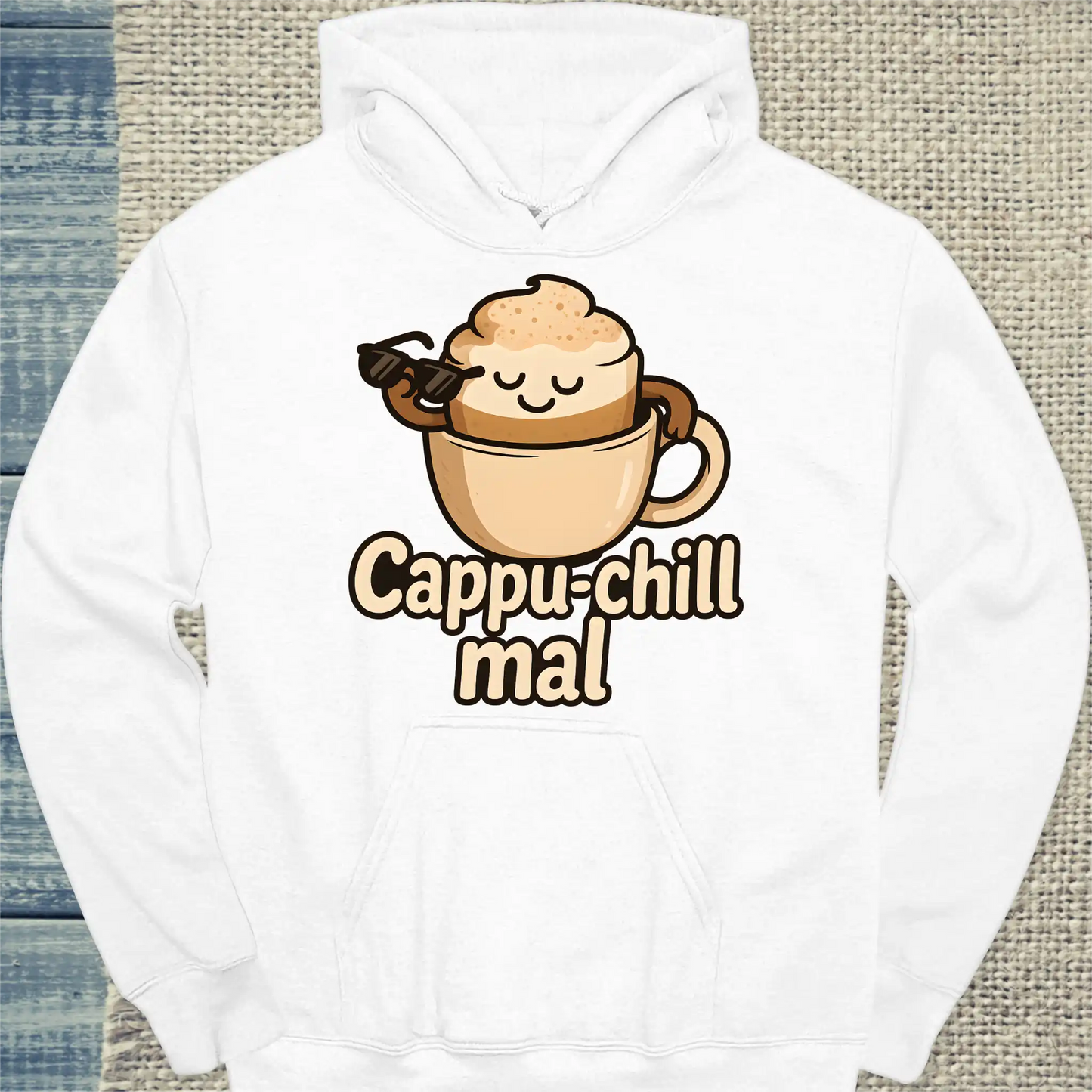 Hoodie - Cappu-chill mal - Unisex - Kaffee Weiß