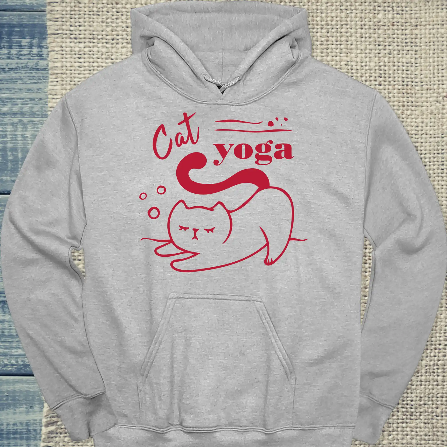 Hoodie - Cat Yoga - Unisex - Katze Grau