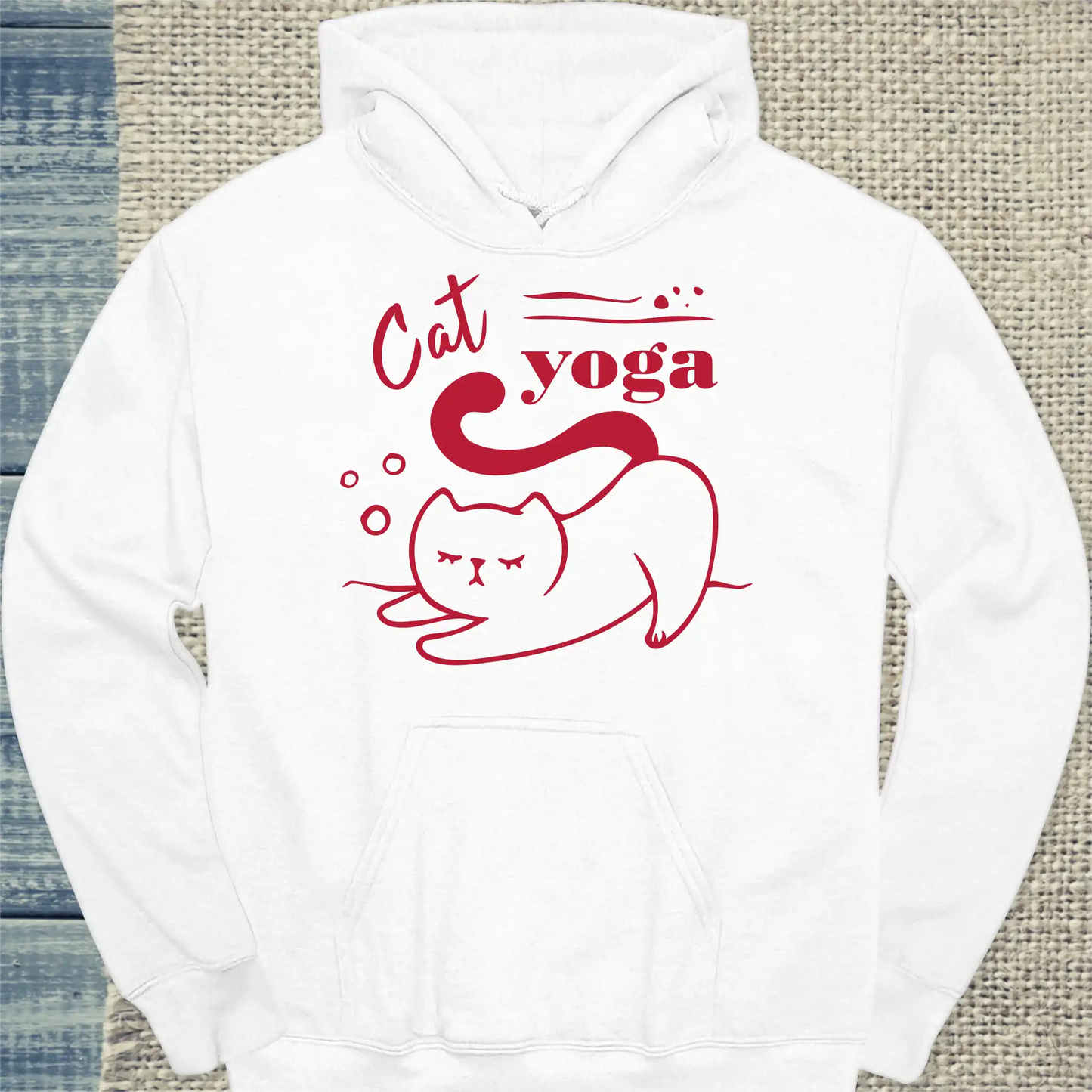 Hoodie - Cat Yoga - Unisex - Katze Weiß