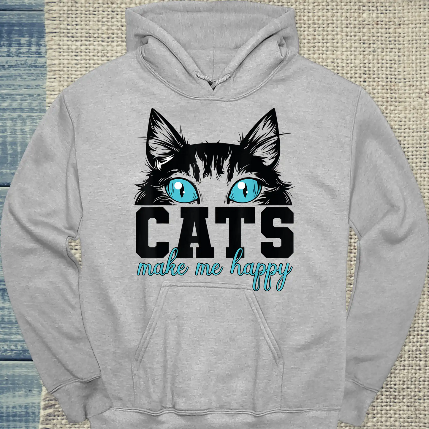Hoodie - Cats make me happy - Unisex - Katze Grau