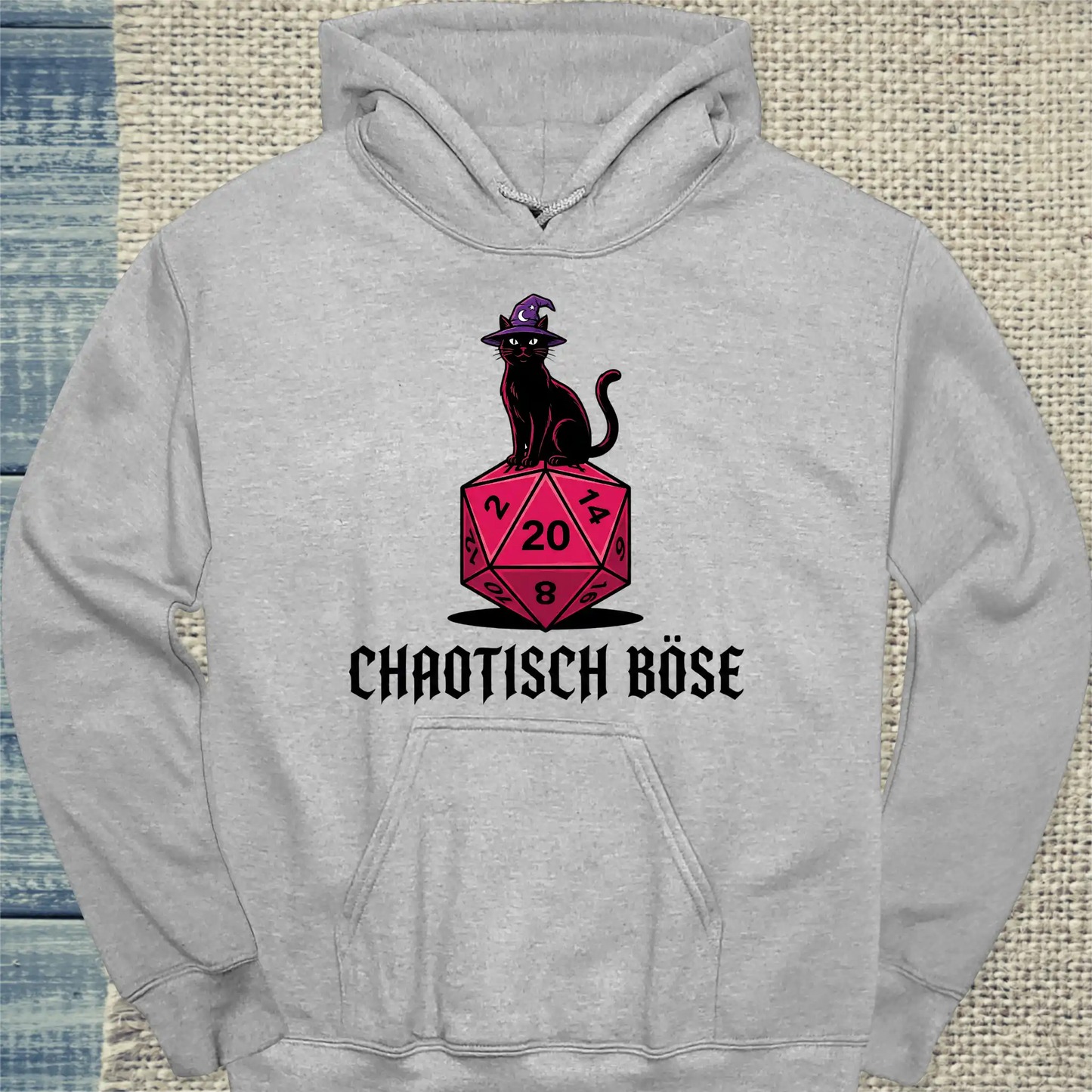 Hoodie - Chaotisch Böse - Unisex - Katze Grau