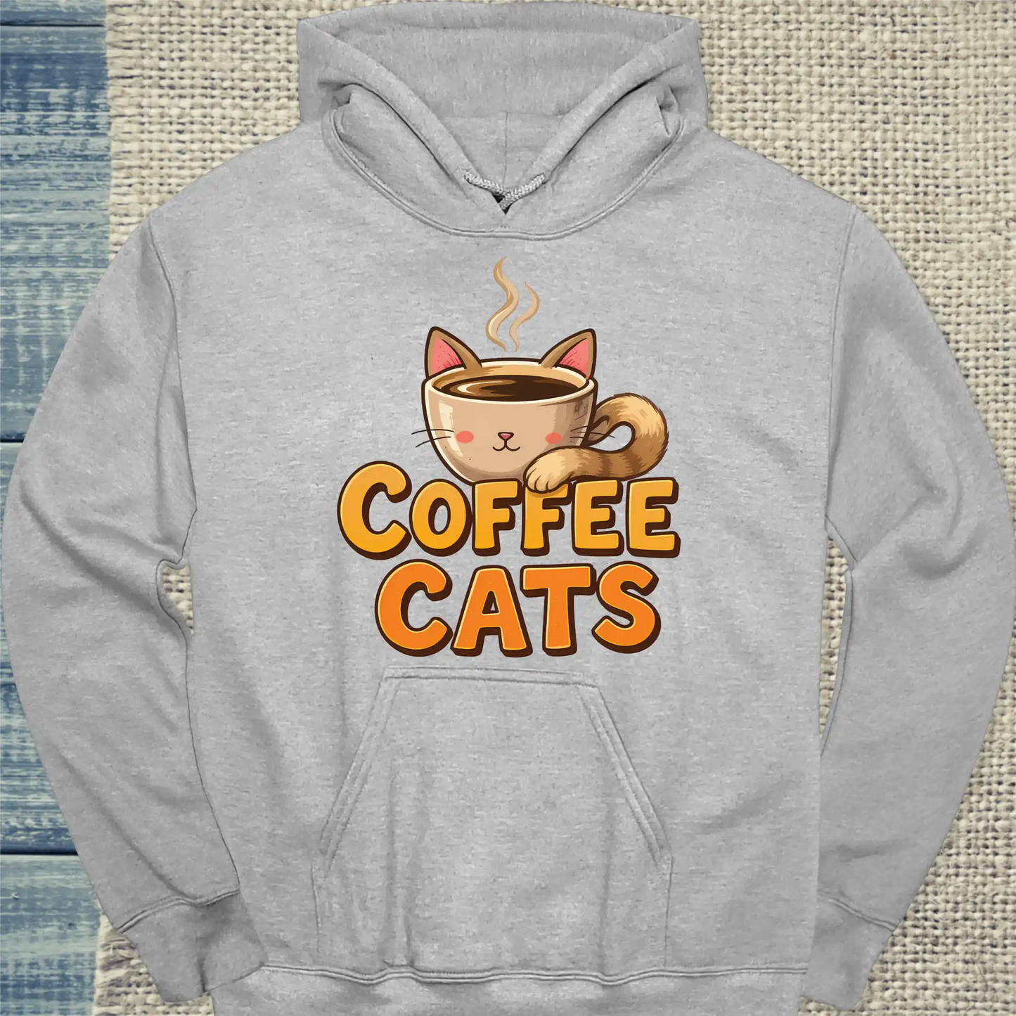 Hoodie - Coffee Cats - Unisex - Katze, Black Edition Grau