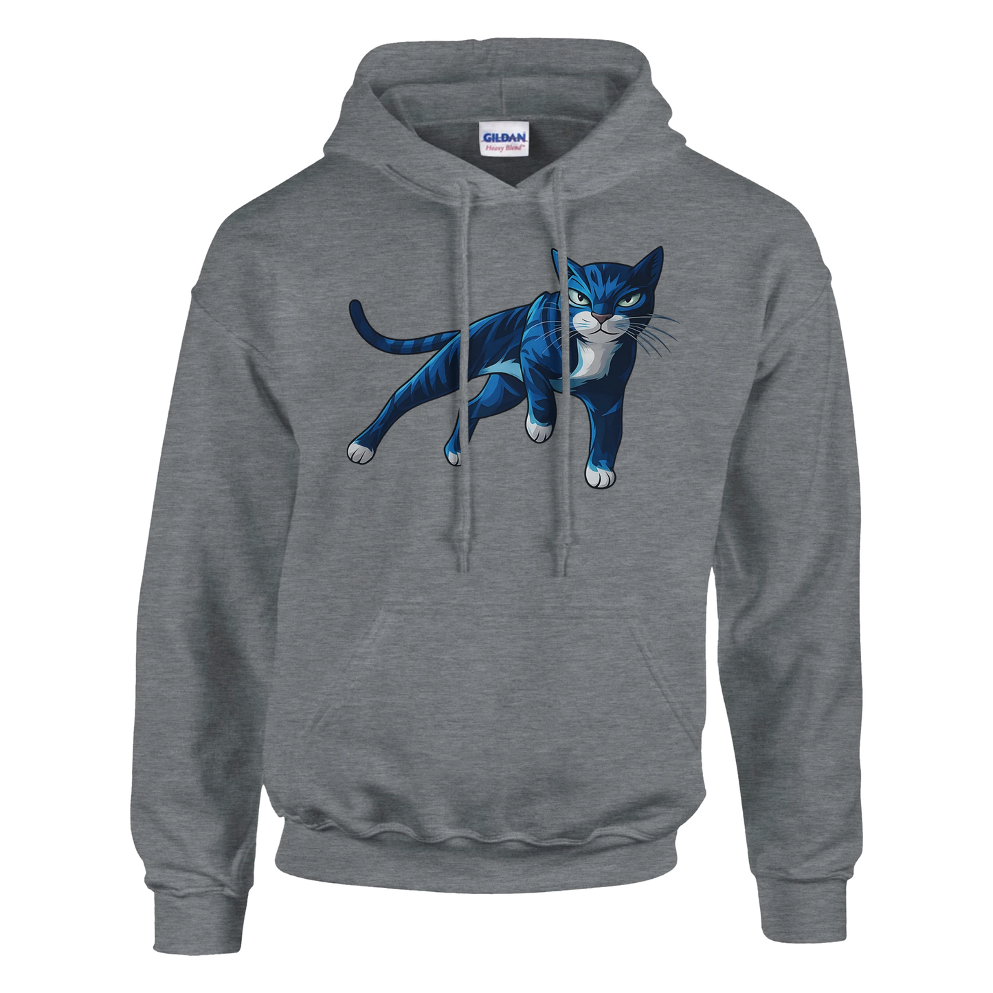 Hoodie - Cool Blue Cat - Unisex - Katze, Cat Guy Grau