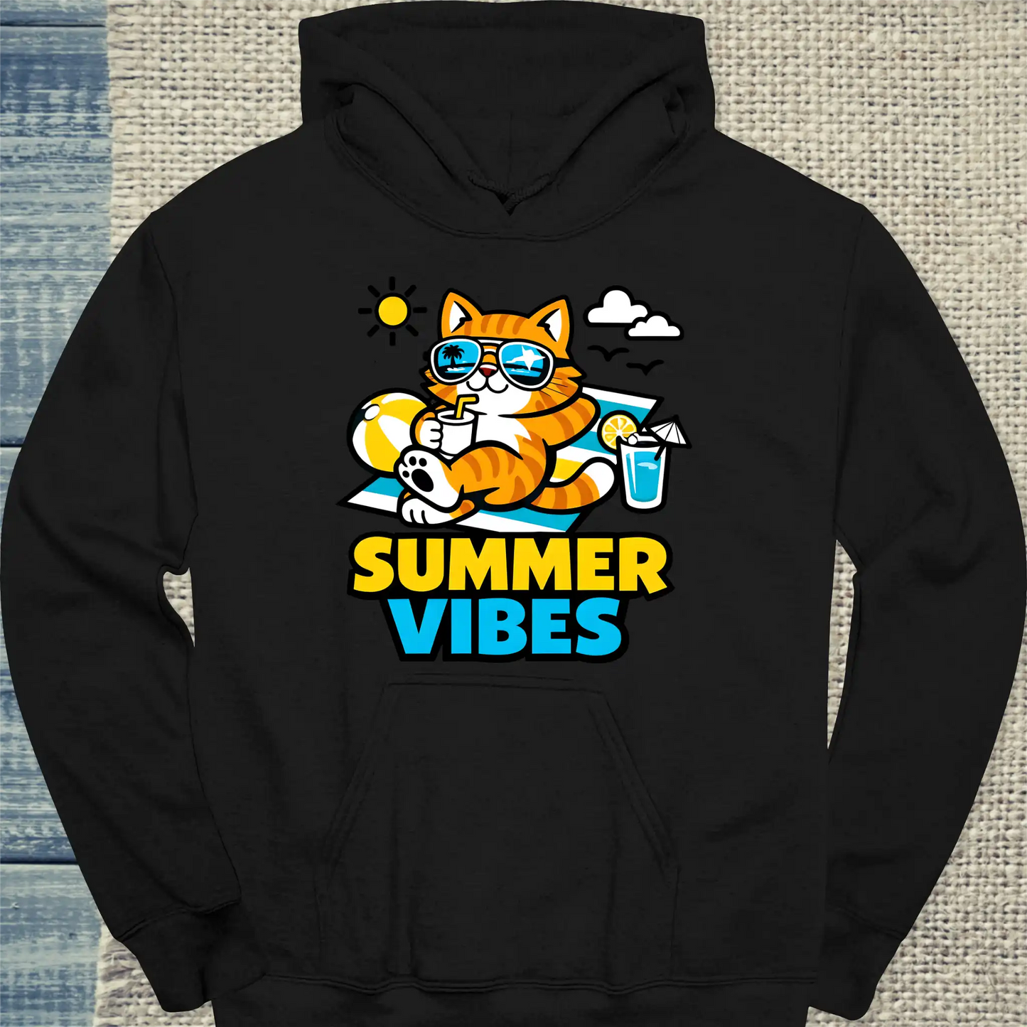 Hoodie - Cool Summer Vibes - Unisex - Katze, Sommer