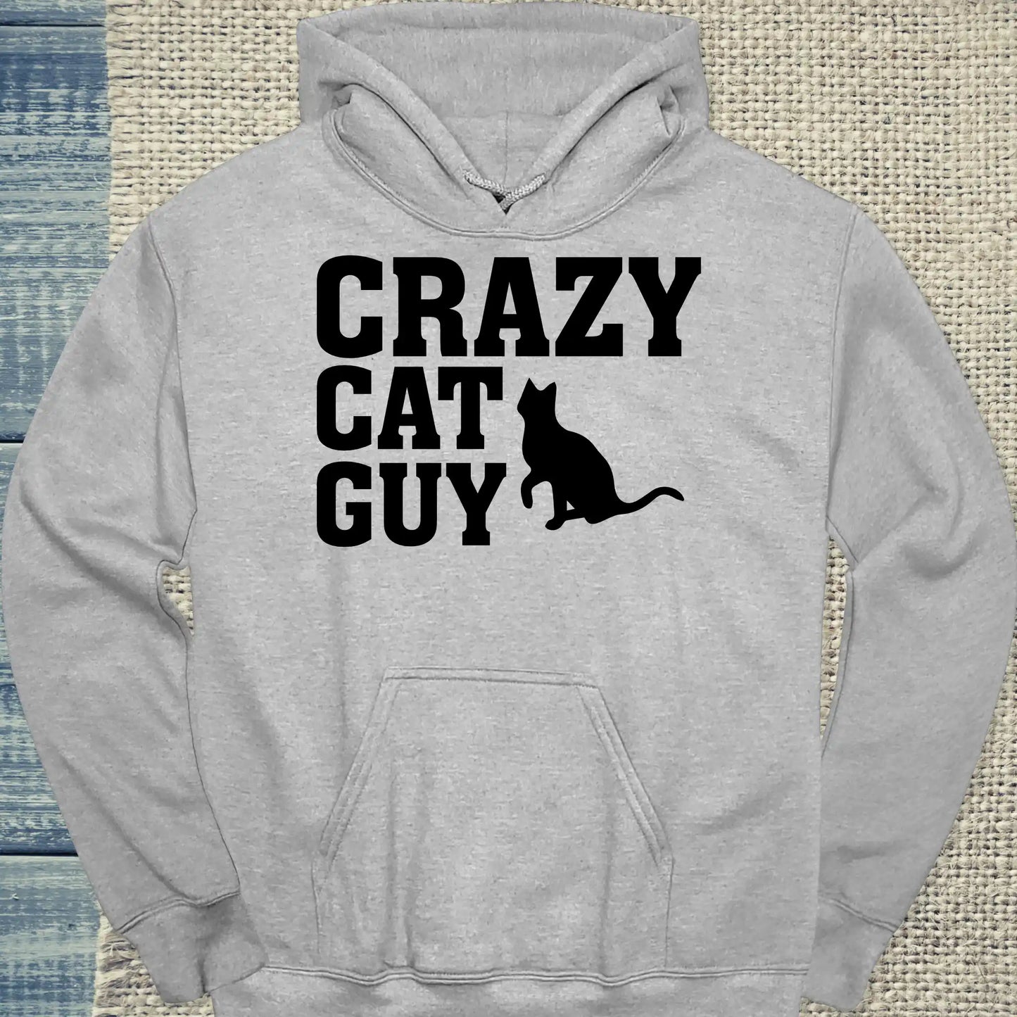 Hoodie - Crazy Cat Guy - Unisex - Kaffee, Cat Guy Grau