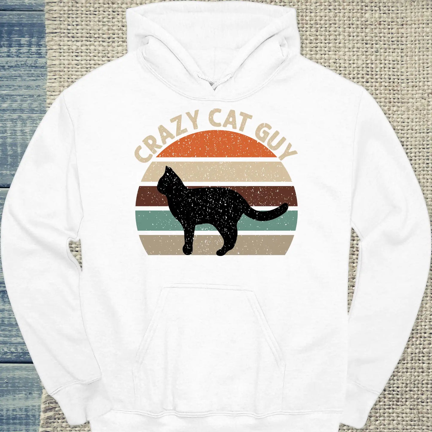 Hoodie - Crazy Cat Guy - Retro - Unisex - Katze, Cat Guy Weiß