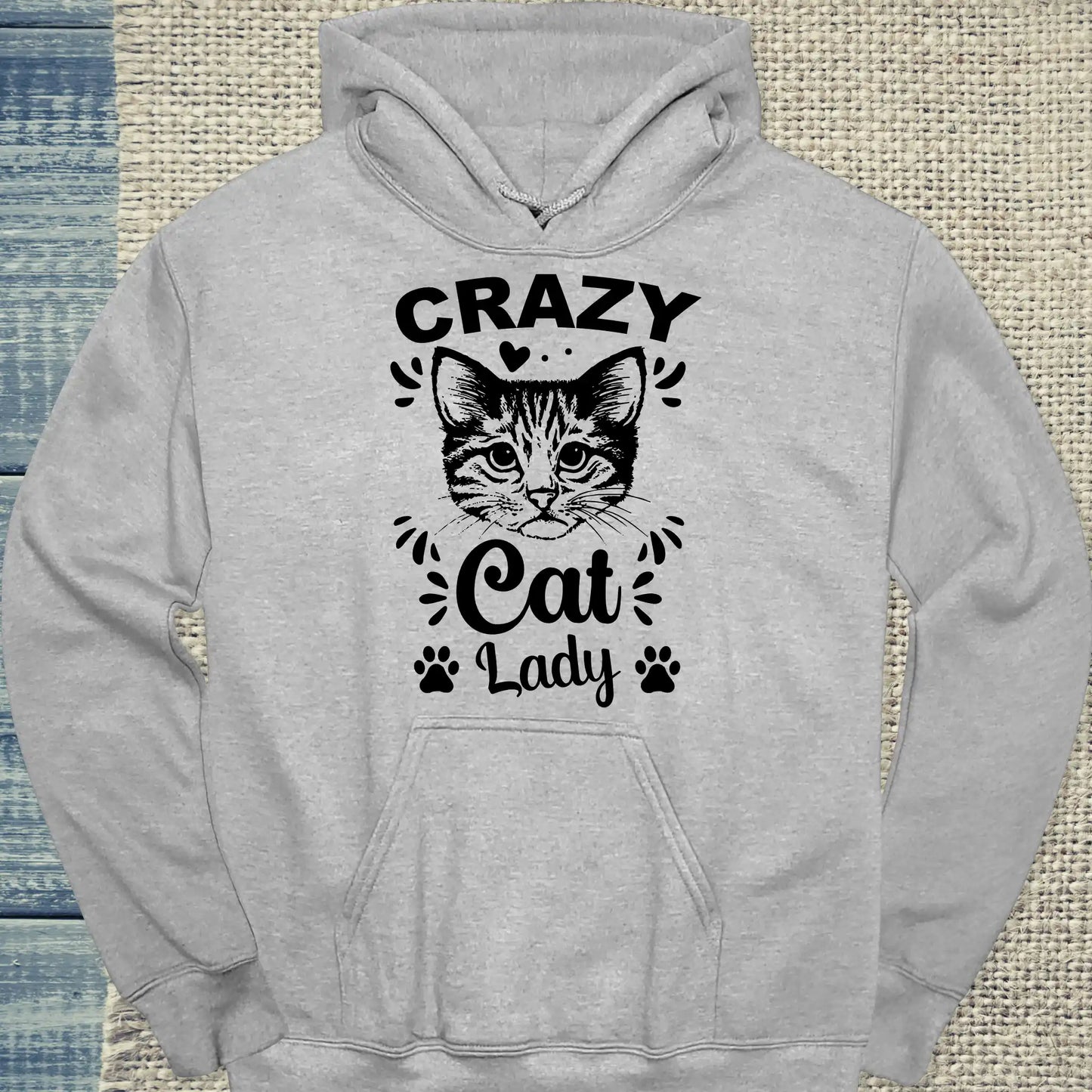 Hoodie - Crazy Cat Lady - Unisex - Kaffee, Cat Lady Grau