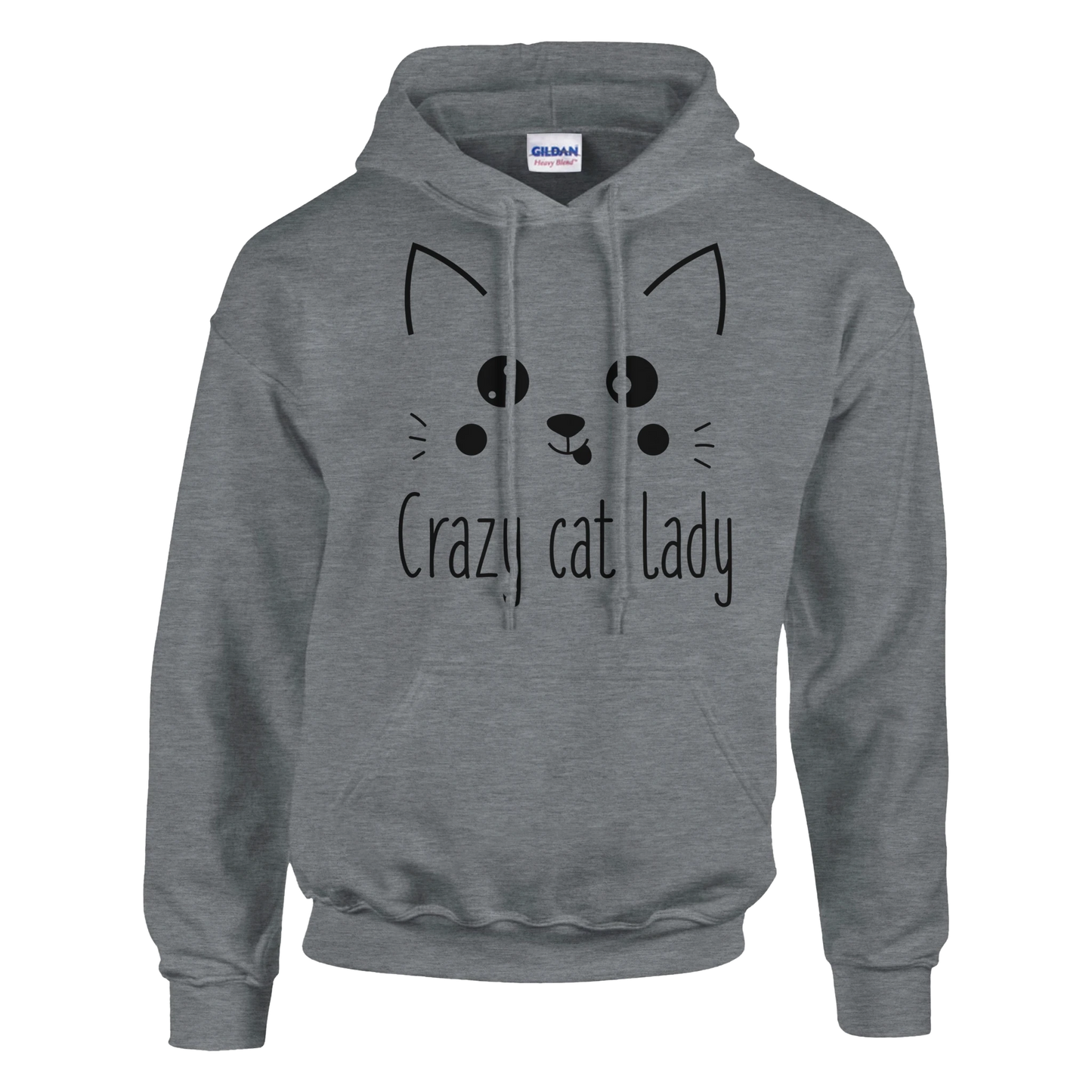 Hoodie - Cute Crazy Cat Lady - Unisex - Kaffee, Cat Lady, Black Edition Grau