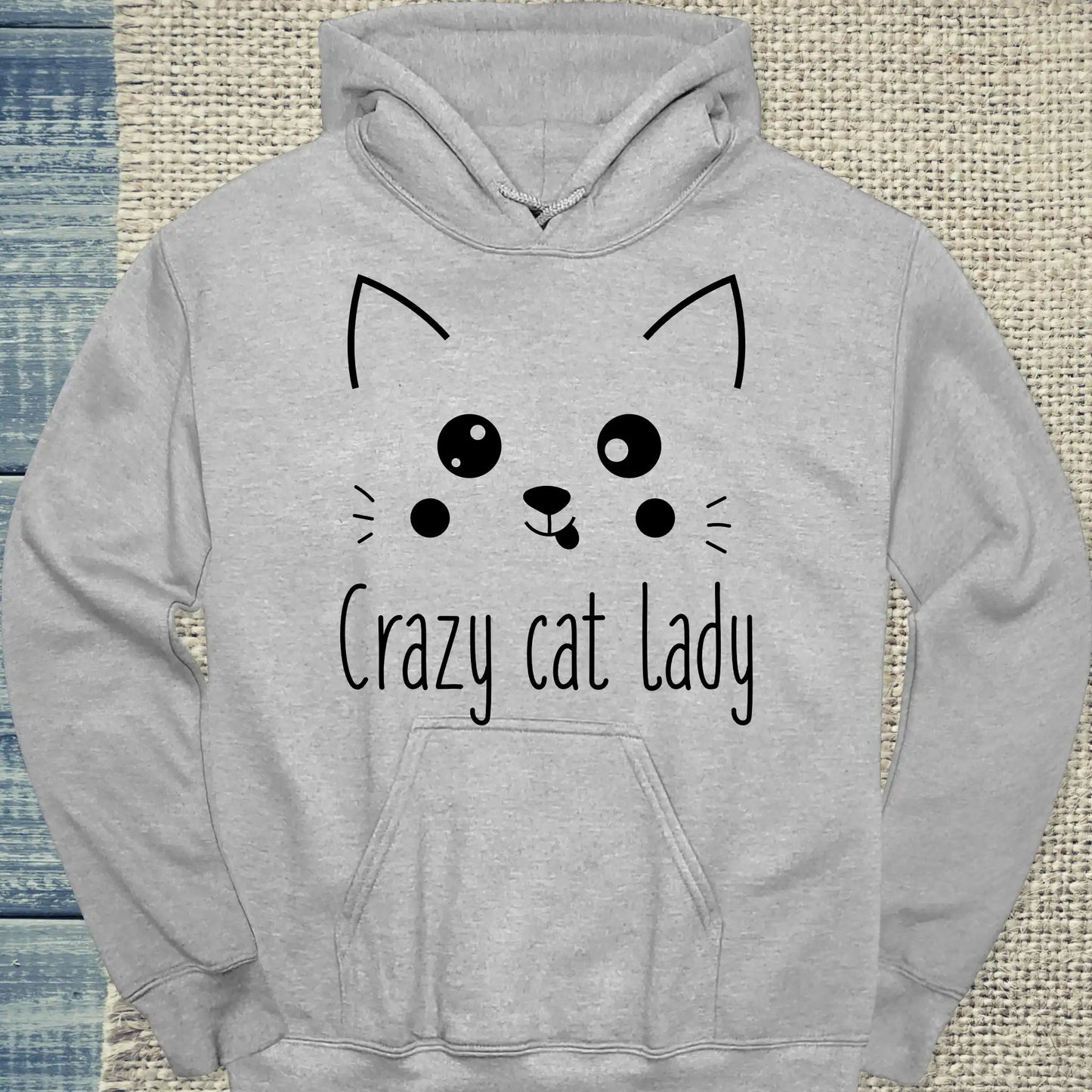 Hoodie - Cute Crazy Cat Lady - Unisex - Kaffee, Cat Lady, Black Edition Grau