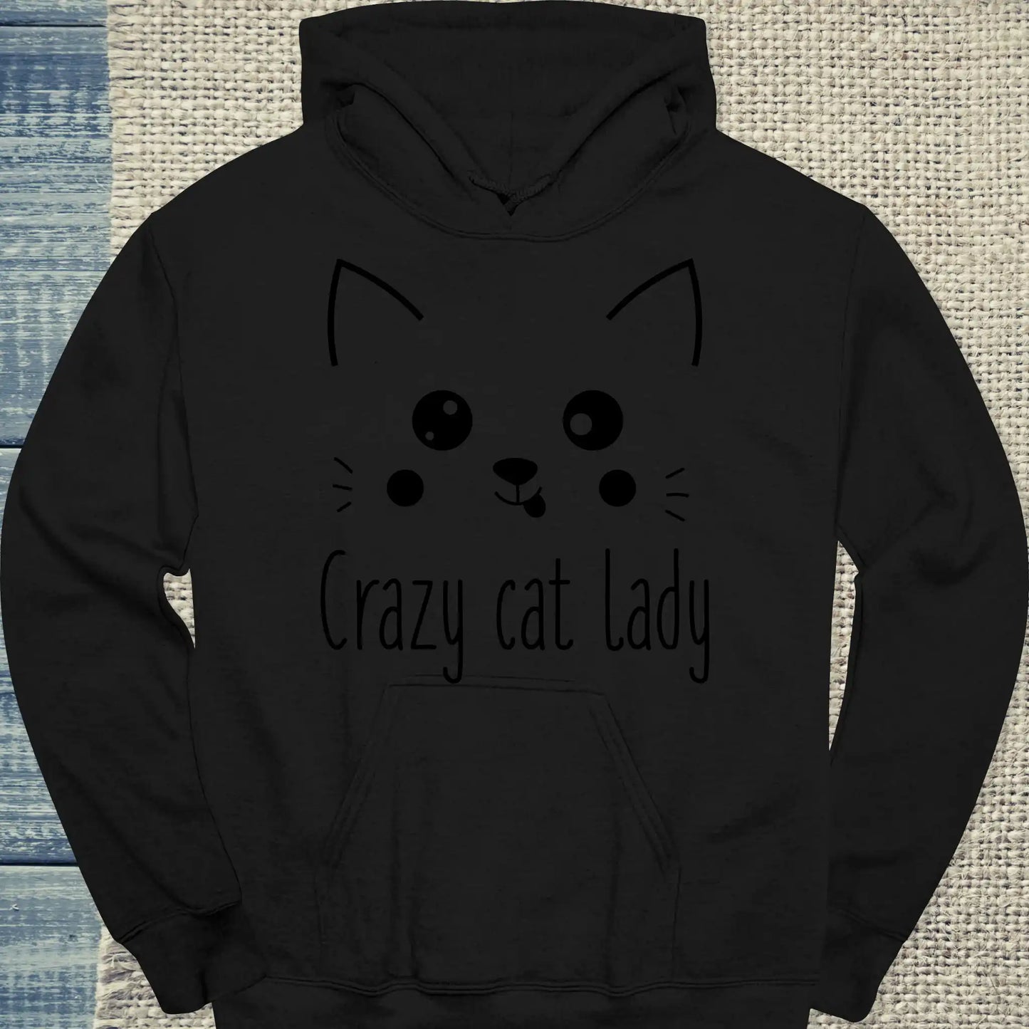 Hoodie - Cute Crazy Cat Lady - Unisex - Kaffee, Cat Lady, Black Edition Schwarz