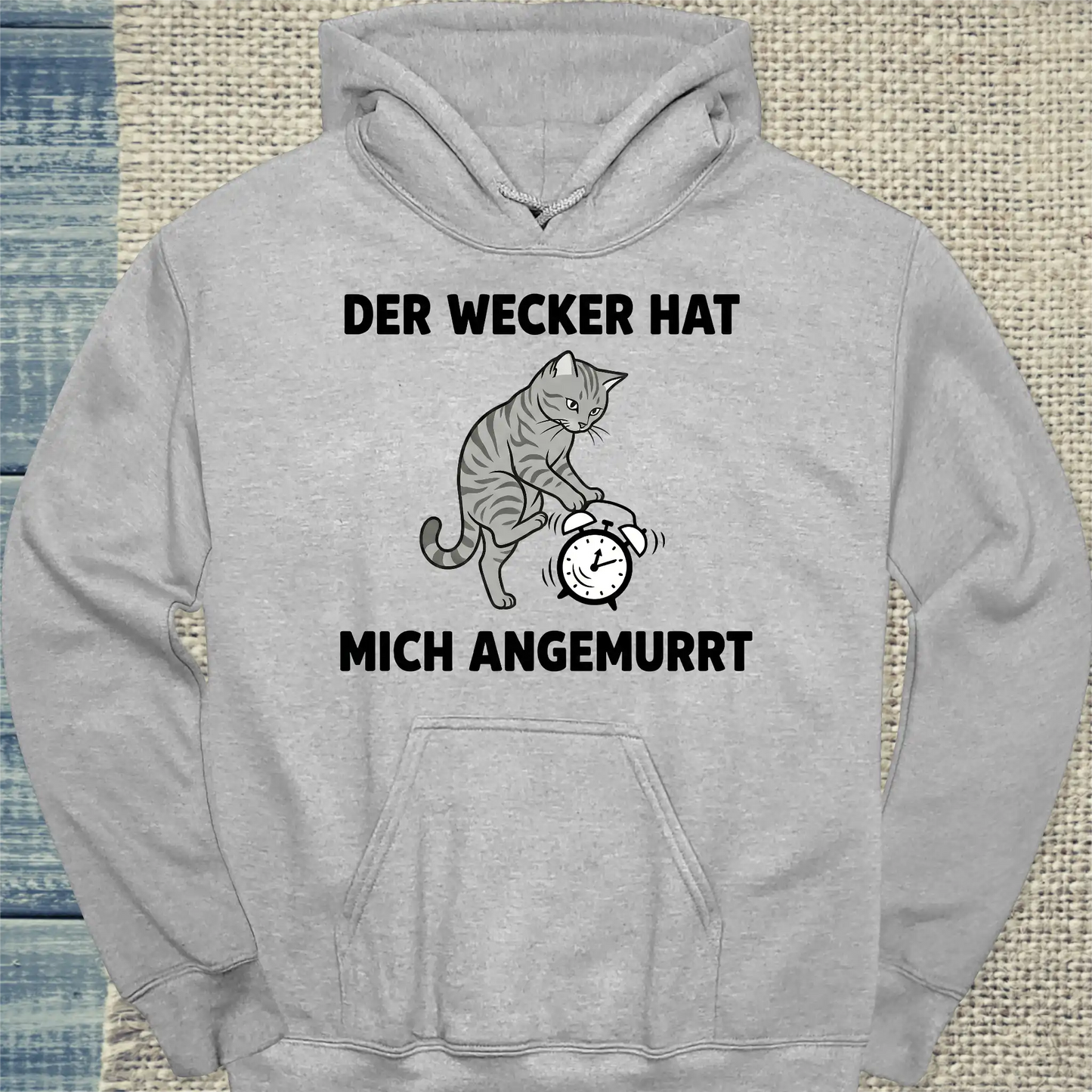 Hoodie - Der Wecker - Unisex - Katze Grau
