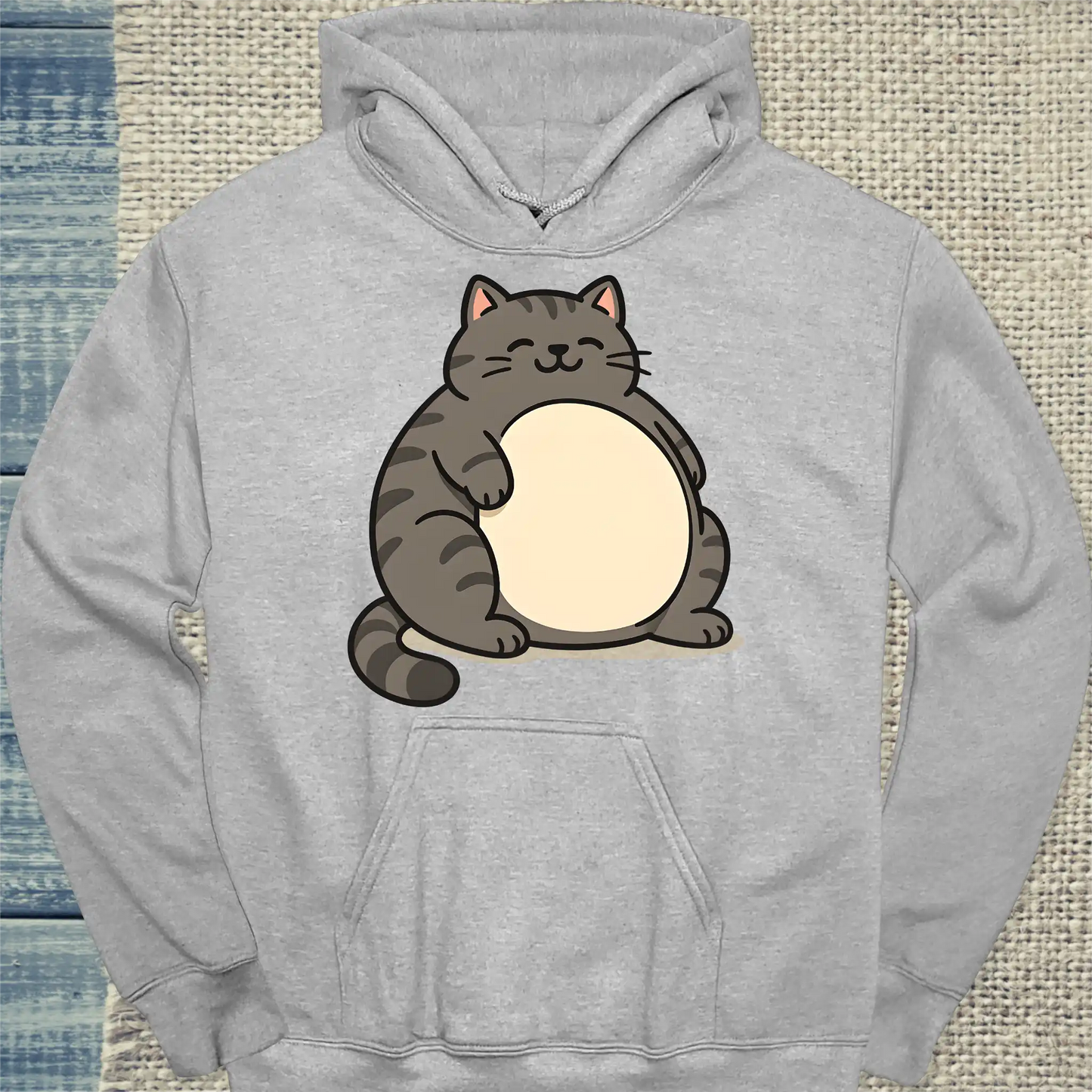 Hoodie - Dicke Katze - Unisex - Katze Grau