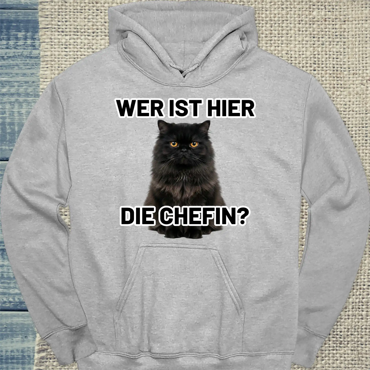 Hoodie - Die Chefin - Unisex - Katze Grau