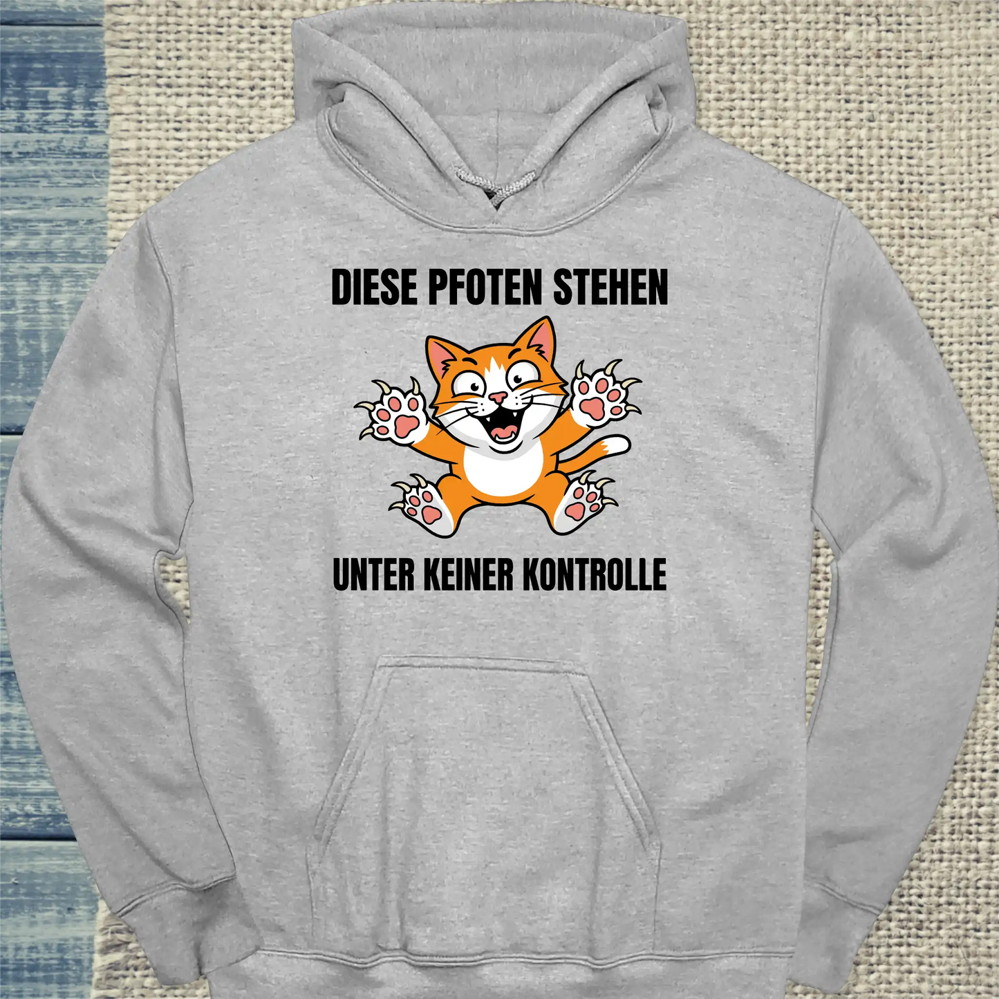 Hoodie - Diese Pfoten stehen unter keiner Kontrolle - Unisex - Katze Grau