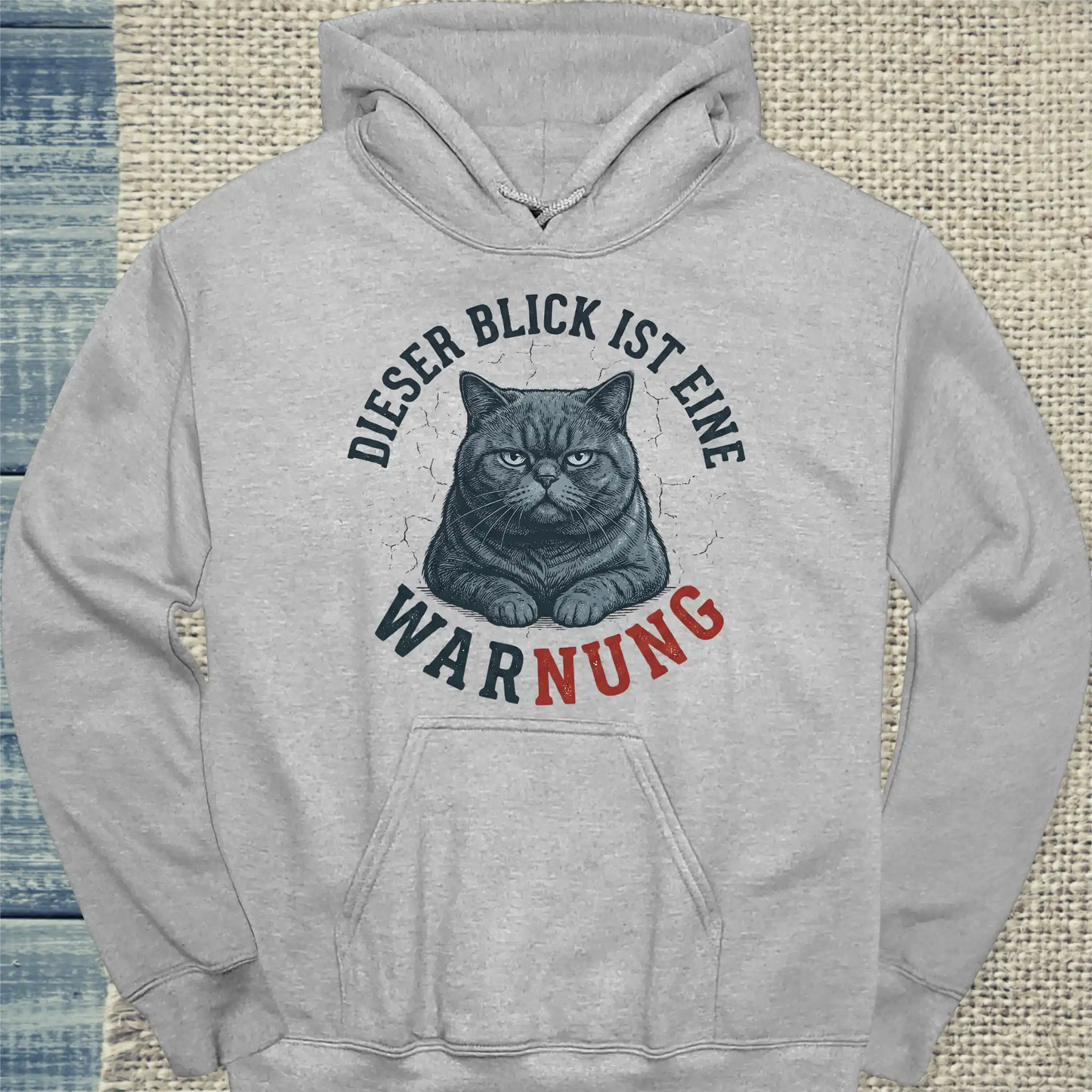 Hoodie - Dieser Blick ist eine Warnung - Unisex - Katze Grau