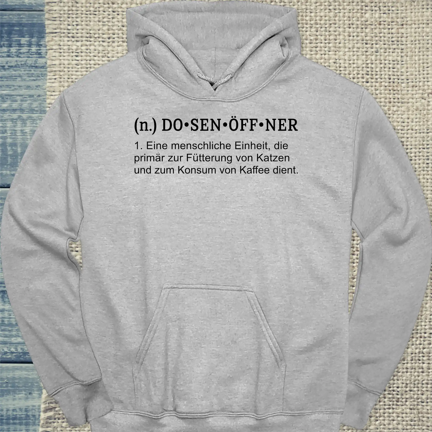 Hoodie - Dosenöffner - Unisex - Katze & Kaffee Grau