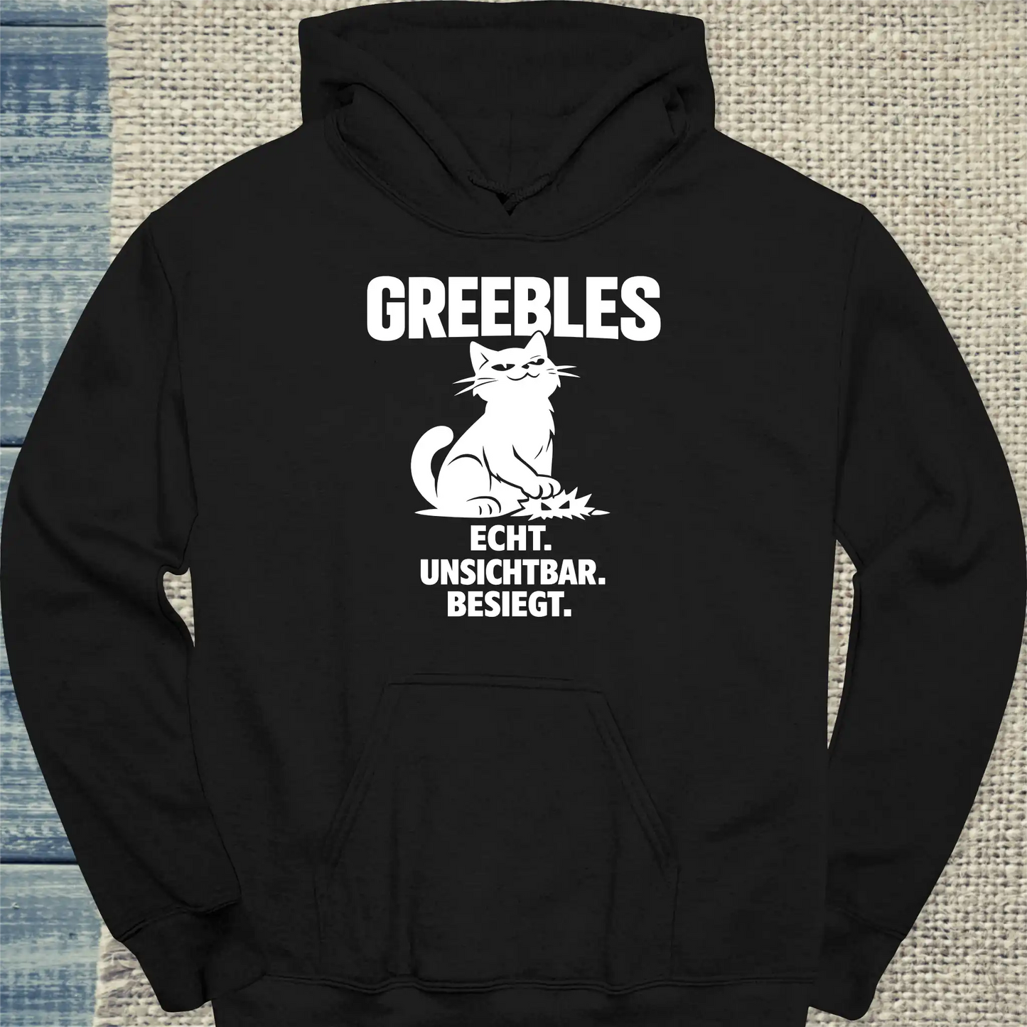 Hoodie - Echt. Unsichtbar. Besiegt. - Unisex - Katze Schwarz