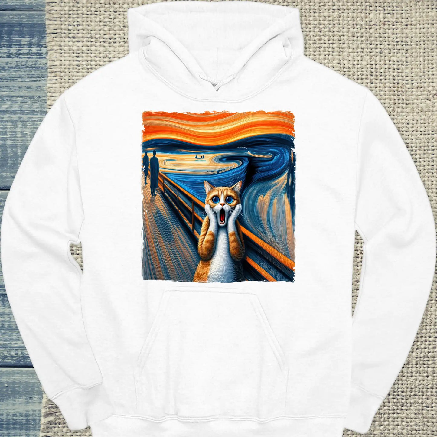 Hoodie - Edvard Munch - Schreiende Katze - Unisex - Katze Weiß