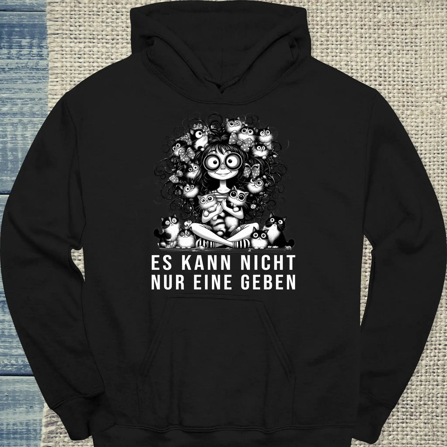 Hoodie - Es kann nicht nur eine geben - Unisex - Kaffee, Cat Lady Schwarz