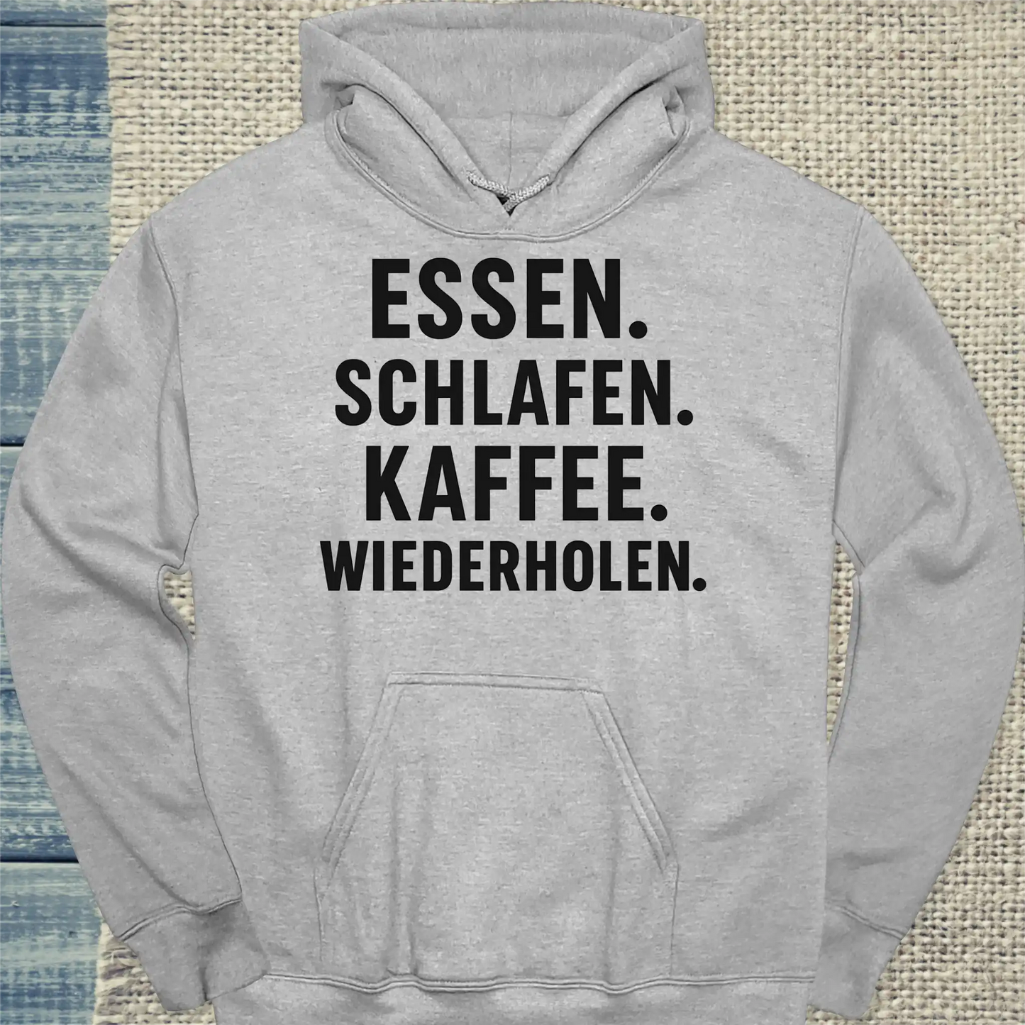 Hoodie - Essen. Schlafen. Kaffee. Wiederholen. - Unisex - Kaffee Grau