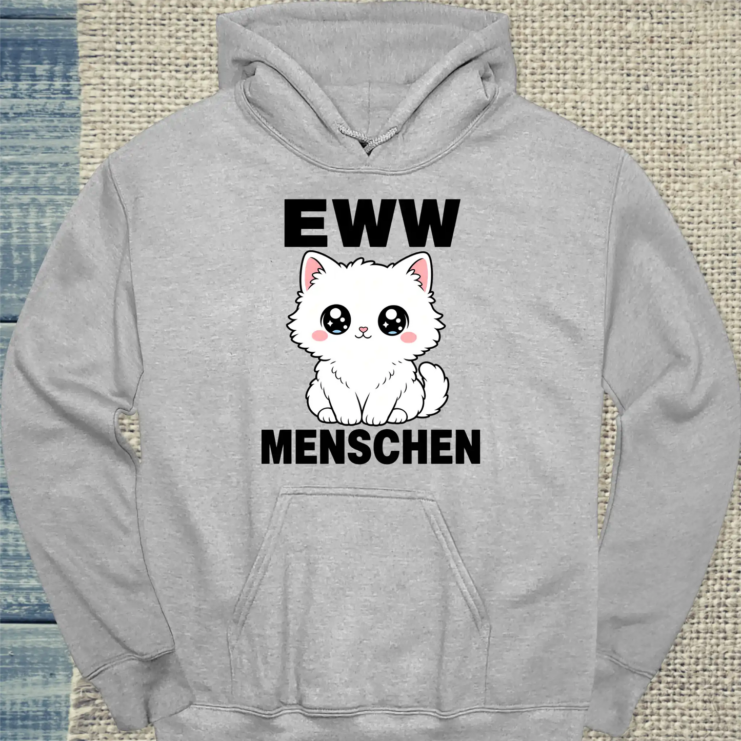 Hoodie - EWW MENSCHEN - Unisex - Katze & Kaffee Grau