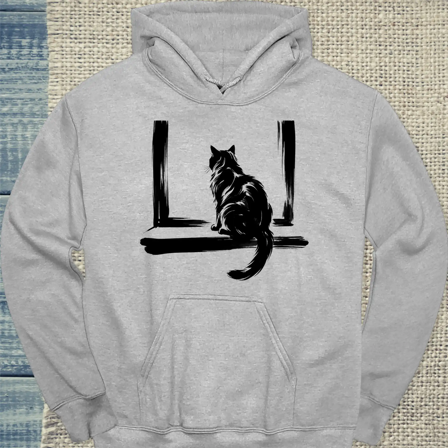 Hoodie - Fernweh - Unisex - Katze Grau