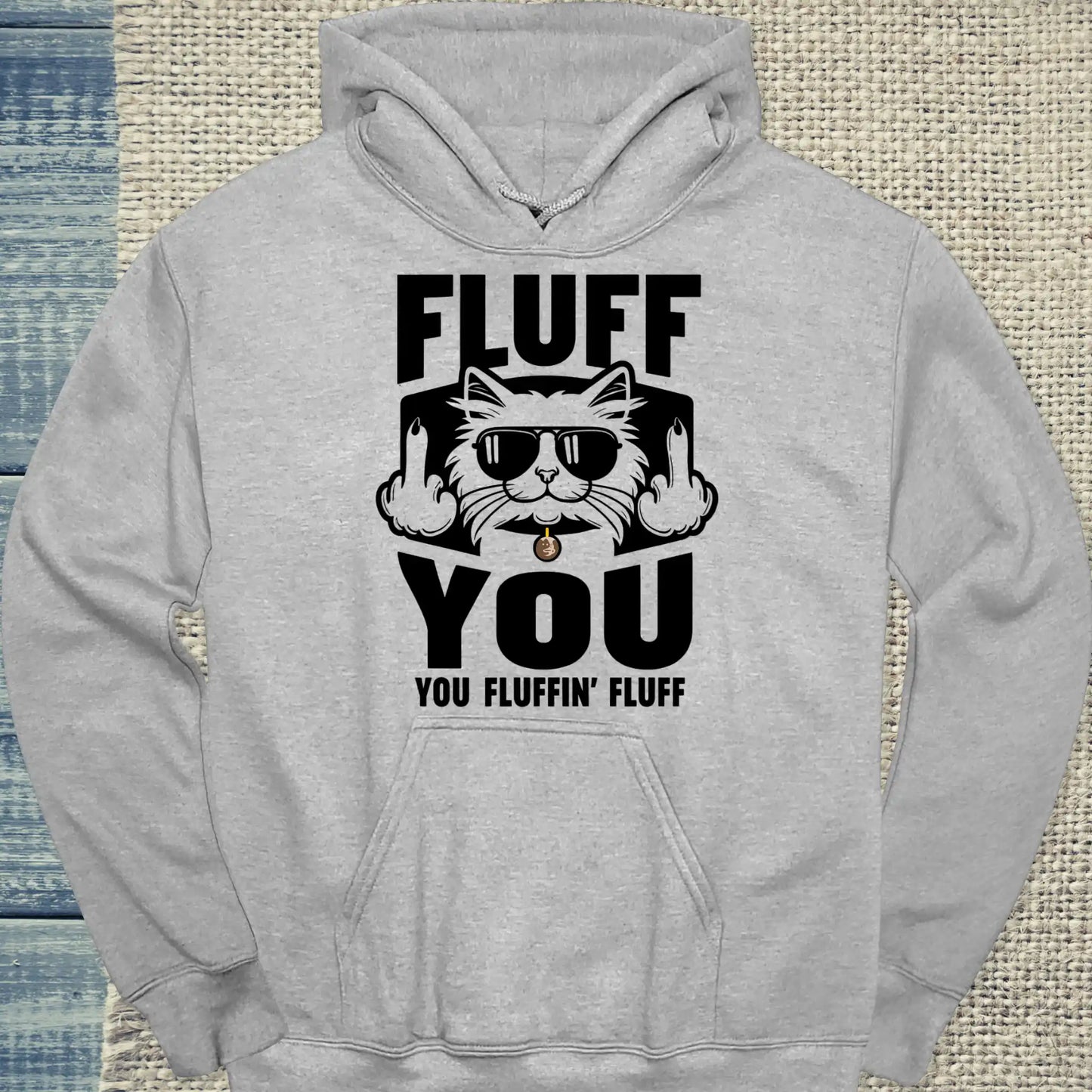Hoodie - Fluff You - Unisex - Katze Grau