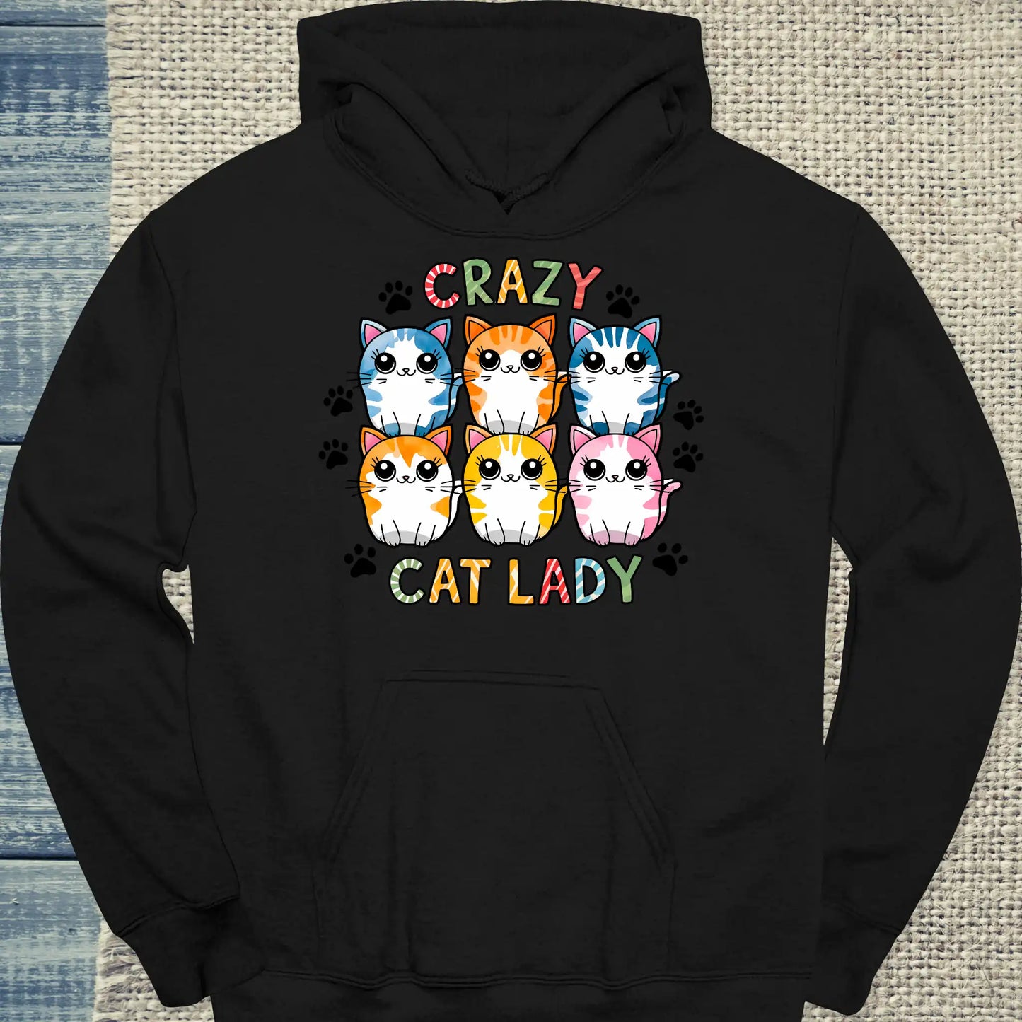 Hoodie - Für die Crazy Cat Lady - Unisex - Kaffee, Cat Lady Schwarz